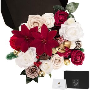 Artificial Flowers, Fake Flowers, Silk Flowers with Stem for DIY Nude Flower Box Wedding Bouquet Centerpieces Shower Party Floral Arrangement Décor
