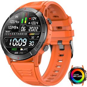 Military Smart Watch for Men Make/Answer Calls 1.43" AMOLED Always On Display Rugged Outdoor Tactical Smartwatch with Heart Rate Blood Pressure Sleep Monitor Sports Fitness Watch for Android iOS