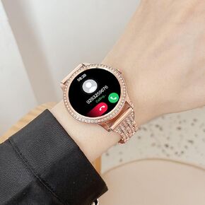 Smart Watch for Women (Call Receive/Dial), 2022 Newest Bluetooth Smartwatch for Android Phones and iPhone, Waterproof Fitness Tracker with Text, Heart Rate, Blood Oxygen, Sleep Monitor,Gold (Gold)