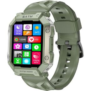 Android Smart Watches for Men IP68 Waterproof Fitness Tracker Rugged Military Tactical Smartwatch for Android iPhones with Heart Rate Blood Pressure Monitor Watch in Saudi Arabia