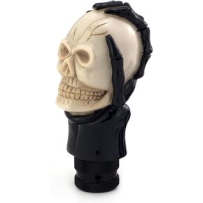 Skull Manual Car Knob Shifter, Auto Gear Shift Handle Magic Skeleton Stick Style Fit Most MT Transmissions, Beige & Black