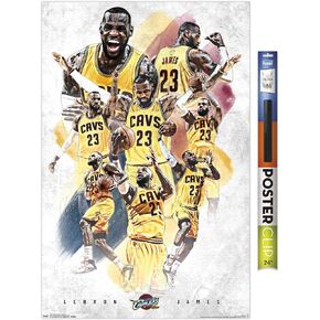 Trends International NBA Cleveland Cavaliers - Lebron James 15 Wall Poster, 14.72" x 22.37", Barnwood Framed Version
