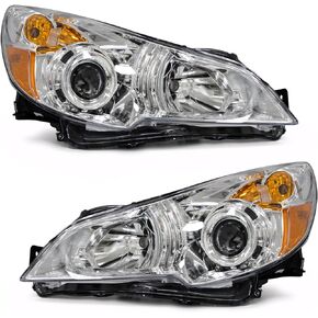 for 2010 2011 2012 2013 2014 Legacy/Outback Headlights Assembly Compatible with 2010-2014 Subaru Legacy/Outback Chrome Housing Clear Reflector Replacement Driver and Passenger Side