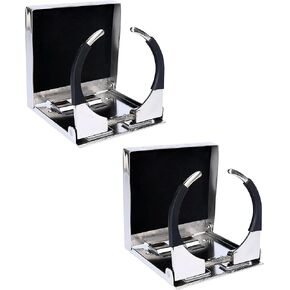 Amarine-made Pair of Bigger Stainless Steel Adjustable Folding Drink Holders Marine Boat Caravan car for Mug Cup up to Dia 3-3/8" White