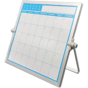 Magnetic Dry Erase Board Calendar- Easy to Clean,Desktop Double Side Monthly Whiteboard with Stand,10 Inch X 10 Inch, Portable Mini White Board Easel for Office Home Planner