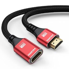 كابل تمديد HDMI 8K بطول 10 أقدام، موسع HDMI HDMI ذكر إلى أنثى محول سلك تمديد HDMI عالي السرعة (8K@60 هرتز، 4K، 2K) لأجهزة الكمبيوتر المحمول/الكمبيوتر الشخصي/MacBook Pro/PS5/PS4/Xbox/Roku TV/HDTV/جهاز العرض/ بلو راي