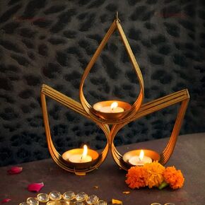 TIED RIBBONS Wall Hanging Tea Light Candle Holders | Metal, Gold | 21 Inch | Tealight Candle Holder for Wedding, Parties, Living Room, Home Decoration, Indoor, Accents Decor, Events