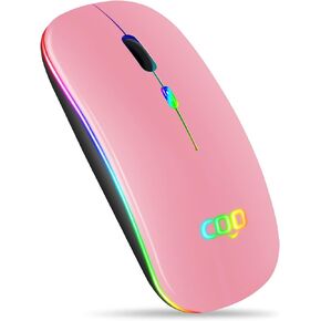 COO Wireless Mouse, LED Slim Dual Mode(Bluetooth 5.1 and 2.4G Wireless) Rechargeable Led Wireless Mouse with 3 Adjustable DPI for iPad OS 13, MacBook, Laptop, Mac OS 10.10