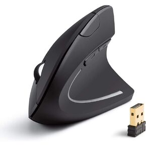 2.4G USB Wireless Vertical Ergonomic Optical Mouse, Left Hand and Right Hand Mouse，1600 DPI, 6 Buttons for Laptop, PC,Desktop, MacBook (Left Hand)