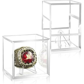 Acrylic Ring Display Case, 2’’ Ring Box with Stand Holder, Championship Ring Display Case, Baseball Ring Holder, 2 Pack