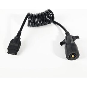 ikare 7 Way Round to 5 Way Flat Coiled Trailer Plug Adapter, 7 Pin to 5 Pin Trailer Coiled Wiring Adapter for Truck, Campers and Boat Trailers, Full Length 5 Foot (60 inches) in Kuwait