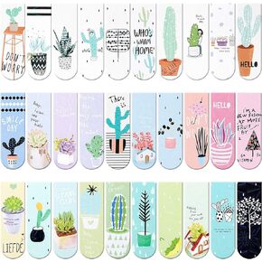 30 Pieces Magnet Magnetic Bookmarks Cute Magnet Page Markers Page Clips Bookmark for Student Office Reading Stationery (Plant)