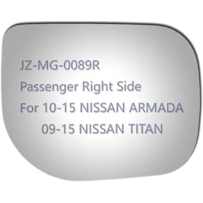 Mirror Glass fit for 2010-2015 Nissan Armada 2009-2015 Nissan Titan Replacement Convex Passenger Side Glass (Non Heated)