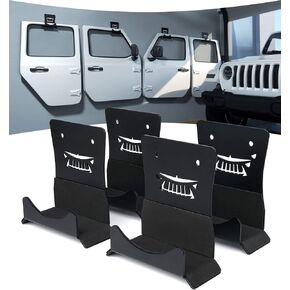Door Hangers Storage Bracket Aluminum Wall-Mounted Removable Door Storage Rack Compatible with 1956-2023 Jeep Wrangler CJ YJ TJ JK JKU JL JLU LJ JT(2 Pack, Animal Pattern)