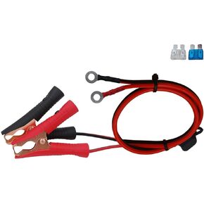 CUZEC 16 AWG Extension Cord Eyelet Terminal with Battery Clamp 12V/ 24V Battery Clip-On for High-Power Inverter and More (1.6FT Long)