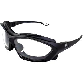 Birdz Eyewear Canopy Padded Motorcycle Sunglasses Riding Safety Glasses ANSI Z87.1 Convertible to Goggles Black Frame