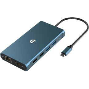 USB C Hub, TOTU 12 in 1 USB C Docking Station Triple Display 4K DP/2*HDMI, USB C Adapter (5Gbps USB A/C 3.0,1G Ethernet,PD 100W,3.5mm mic,SD/TF)