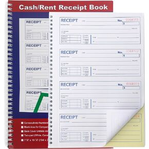 Professional Money and Rent Receipt Book Two Part Carbonless Copy Spiral Bound(1pack)