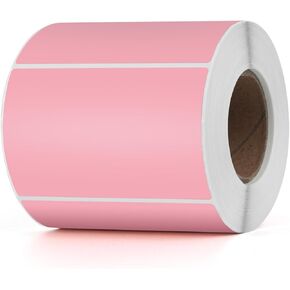 Pink Direct Thermal Labels Vinyl 3 x 2 Inch Self-Adhesive Rectangle Stickers Roll Waterproof Printer Decals Name Tag for QR Code DIY Office Address 500 PCS