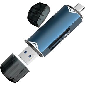 SD Card Reader, Dual Connector USB 3.0/USB C Memory Reader Adapter - Supports SD/Micro SD/SDXC/SDHC/MMC/RS-MMC/UHS-I, for MacBook Pro, Air,for iPad Galaxy S21 etc