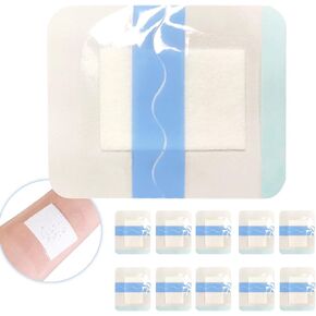 وسادات ضمادات الجزيرة اللاصقة، غطاء الجرح حاجز ماص، ضمادة شفافة مقاومة للماء - 10 قطع - 6 * 7 سم in Kuwait