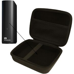 Hard EVA Carrying Case Compatible with for Western Digital WD Elements Desktop External Hard Drive WDBWLG-TBHBK-NESN.(6.88 * 5.31 * 2.75 inch)