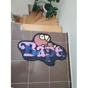 BAPE Rug,Purple Colourful Writing BAPE, 35in W* 23in L (60 * 90cm) 2X3ft,Decor Modern Rug, Hypebeast Rug, Kids Room Rug,Decor Modern Rug, Hypebeast Rug, Kids Room Rug,Floor mat
