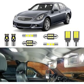 12PCS Super Bright White LED Interior Light Kit Package for Infiniti G35 G37 Sedan 2007 2008 2009 2010 2011 2012 2013 2014 + License Plate Lights and Install Tool