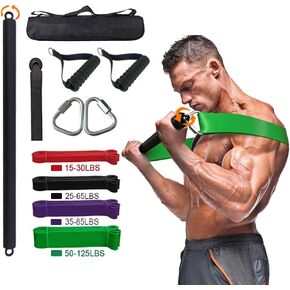 Portable Resistance Bar with Resistance Bar Pull-up Resistance Band Set, Resistance Bar Kit with Handle and Door Anchor,Home Gym Whole Body Strength Training bar