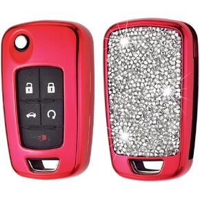 Royalfox(TM) 2 3 4 5 buttons 3d bling flip folding remote Key Fob case Cover For Chevrolet chevy Camaro Cruze Equinox Malibu SS Sonic Spark Aveo SAIL 3,Buick Lacrosse Encore GL8 Regal Excelle (silver)