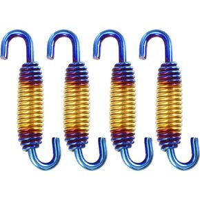 X AUTOHAUX 4 Pcs 58mm 2.28" Motorcycle Muffler Exhaust Pipe Spring Universal Stainless Steel Gold Tone
