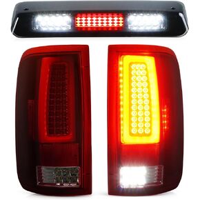 مجموعة مصابيح LED الخلفية + مجموعة مصابيح الفرامل الثالثة لـ 1997-2003 Ford F150، 2004 Ford F150 Heritage، المصابيح الخلفية وضوء إيقاف التثبيت العالي، 3 قطع، عدسات دخان