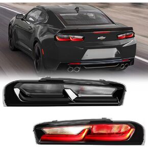 LED Smoked Tail Lights Compatible for Chevy Camaro 2016 2017 2018 With Turn Signal lights, Daytime Running Rear lamps Assembly Upgrade (Red)