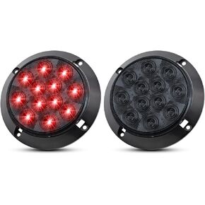 Meerkatt 6 Pcs of 4 Inch Round Smoked Lens 4 Red & 2 White Trailer Marker Tail Light 12 LED Waterproof Long Lasting Truck RV Bus Van ATV Tractor 12V DC F3 Piranha Durable Bulbs GK12