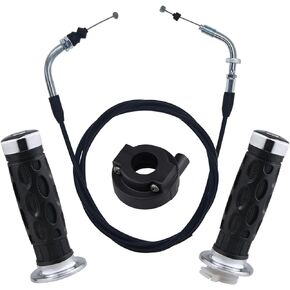 7/8 Throttle Twist Grip with 78" Throttle Cable Kits Aftermarket Replacement Parts Fits for GY6 50cc 80cc 125c 150cc QMB139 157QMJ TaoTao Future Champion Jonway Roketa Scooter Moped Go Kart.