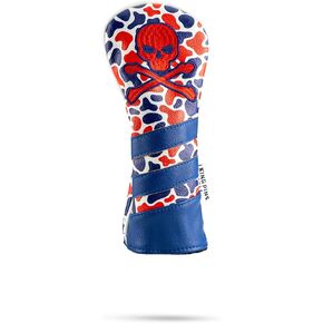 Red White Blue Camo Headcovers - Premium Quality Golf Headcovers. Embroidered Hand-Made Leather, Stylish Golf Club Cover - Customize Your Golf Bag