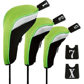 Andux 3pcs/Set Golf 460cc Driver Fairway Wood Club Head Covers with Interchangeable NO. Tags Short Neck