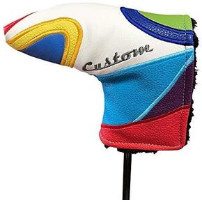 Majek Golf Retro Putter Blade Style Headcover. Limited Edition Vintage Leather Style, Fashionable Colorful Groovy Custom 70'S Design