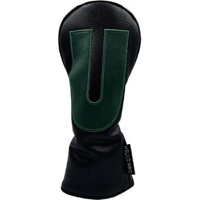 Golf Club Black Driver, Fairway Wood and Hybrid Head Cover PU Leather Headcover with Green Large Number Tag (1 3 5 U)