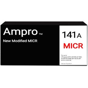 Ampro New OEM Modified 141A MICR Toner Cartridge for Check Printing Works with HP Laserjet M110, M110W, M110WE, M140W, M140WE, MFP M139, MFP M141w | W1410A. HP 141a Toner Cartridge Prints 950 Pages