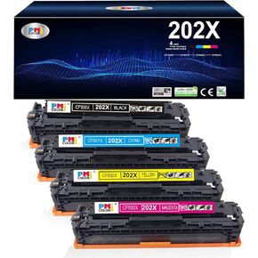 202A 202X Toner Cartridges - High Yield 4 Pack Replacement for HP Color Laserjet Pro M254dw MFP M281cdw, M281fdw M281fdn M281 M254 Series