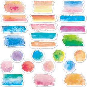 240 Pack Watercolor Accents Watercolor Circles Rectangle Cutouts Teachers Classroom Labels for Watercolor Classroom Decor Watercolor Border for Bulletin Board School Party Chalkboard Wall Decor in Saudi Arabia