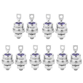 Rectifier Diode, Stud Diode Pair Iron Base, Spiral Rectifier Diode, 70HFR120 Rectifier Diode, 5 Pairs Rectifier Diode Spiral for Battery Charging 70HFR120/70HF120