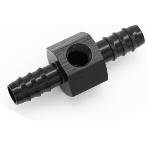 3/8 Barb to 3/8"(9.5mm) Barb with 1/8" NPT Sensor Gauge Port Hose Tube Fitting Fuel Pressure Take Off Adaptor Aluminum Black