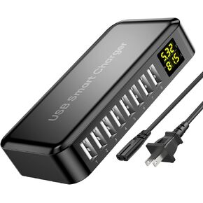 شاحن USB، محطة شحن HYUZO 40W 8 منافذ لأجهزة متعددة، محطة شحن متعددة مع شاشة LCD، شاحن سريع لهاتف iPhone 15/14/13/12، Samsung S23/S22/S21، الكمبيوتر اللوحي، سطح المكتب in Kuwait