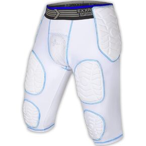 حزام كرة القدم للشباب Exxact Sports Combat 7-Pad - حزام مبطن لكرة القدم مع جيب على شكل كأس، شورت ضغط مبطن للأولاد