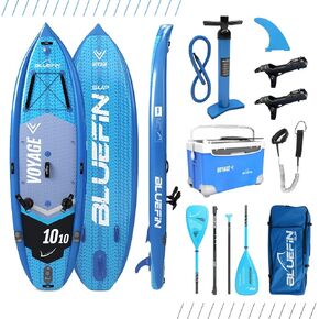 Bluefin SUP Voyage 10’10 Package with Cooler Box | Ultimate Activity Stand Up Inflatable Paddle Board | Added Stability | 20% Extra Width | Side Rails | 2X Fishing Rod Mounts | 5 Year Warranty