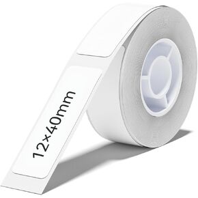 NIIMBOT Thermal Transfer Labels 0.47''x1.57'', Only for B18 Label Maker, PET Material, Waterproof and High-Temperature Resistance, Long Storage Time, White(12x40mm-150)