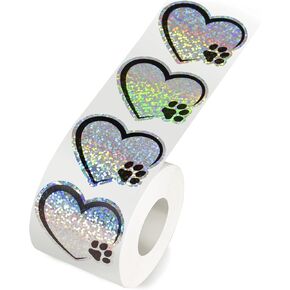 500 Pcs Hearts Prints Stickers 2 inches Hearts Stickers Self-Adhesive Labels for Kids,Parties, Vets, Kennels and Mailing