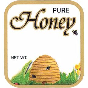 Mann Lake Customizable Golden Honeybee Skep Honey Labels, for Round Jars Honey Bottles, Self-Adhesive, Easy-to-Apply, Multi-Surface Applicable, Roll of 250 (2" x 4")